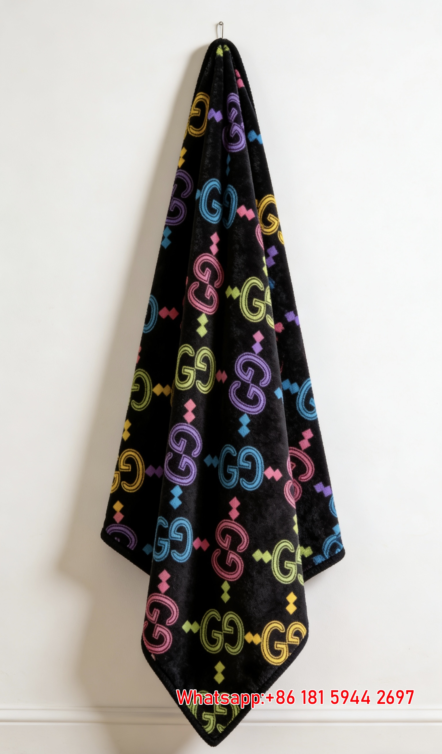 Neon Rainbow GG Monogram Flannel Fleece Blanket – Wall Hanging Decor Gucci throw blanket IMG_2558